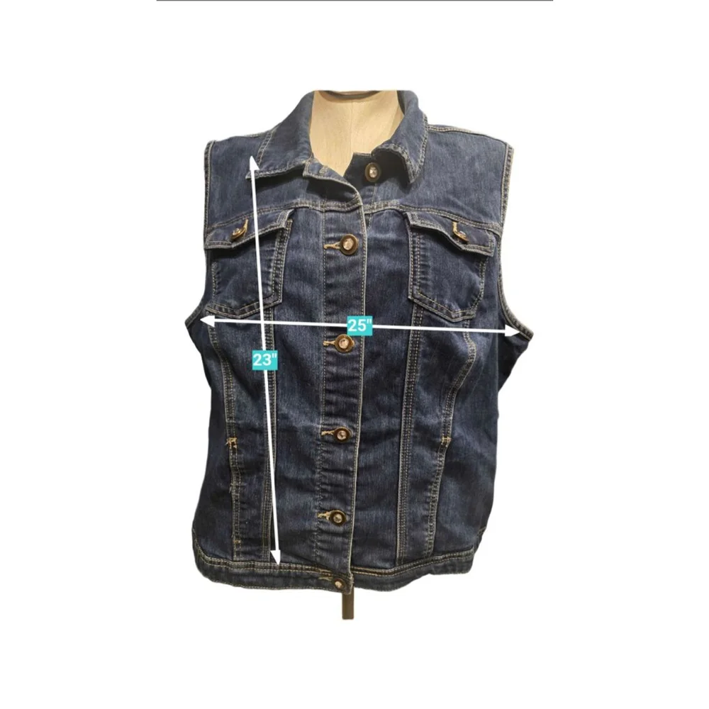 Women's CJ Banks Blue Denim Vest Plus Size 1X - Picture 4 of 6